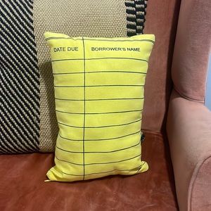 Library card decorative pillow